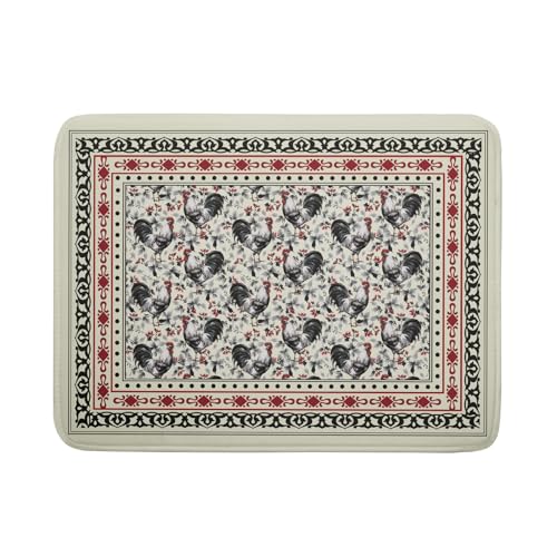Vintage Rooster Dish Drying Mat Large Microfiber Drying Pads for Kitchen Counter