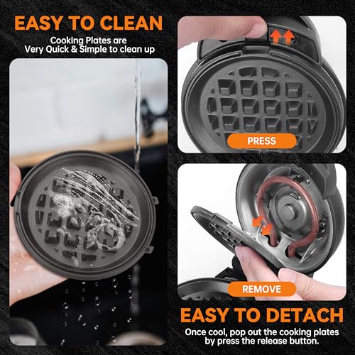 4 in 1 Mini Waffle Maker with Removable Plates
