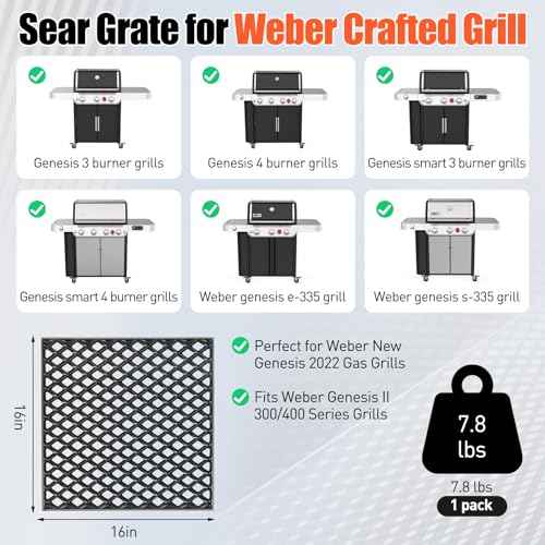 7670 Dual Sided Sear Grate for Weber Genesis 300 2022 SX
