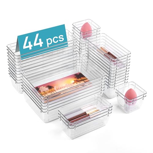 44 PCS Clear Plastic Drawer Organizers Set (44 Count)
