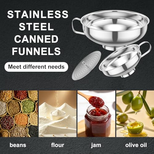 3 Piece Stainless Steel Canning Funnel Set with Strainer