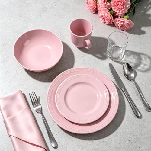 HomeVSS 16 Piece Pearl Dots Stoneware Dinnerware Set