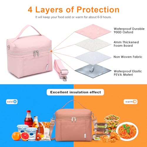 NOL Insulated Lunch Bags for Women Cooler Bag Lightweight Nylon Waterproof Lunch Box For Work