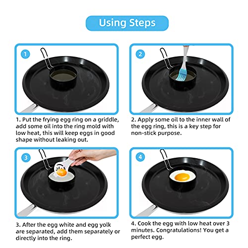 4 Pack 3.5 Inch Nonstick Stainless Steel Egg Rings for Frying Eggs (4 Count)