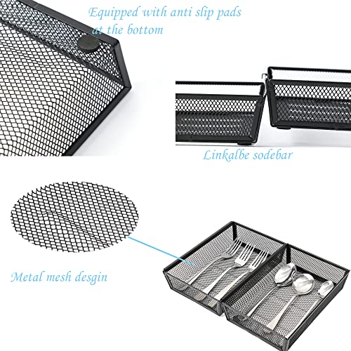 Mesh Tray Kitchen Drawer Utensil Cutlery Tray Office Supplies with Inter (4 Count)