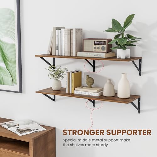 36W x 12D Deep Floating Shelves Set of 2 Walnut