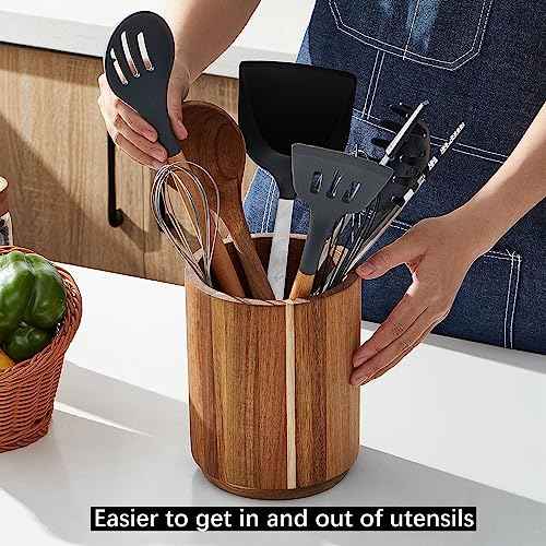 Acacia Wood Utensil Holder
