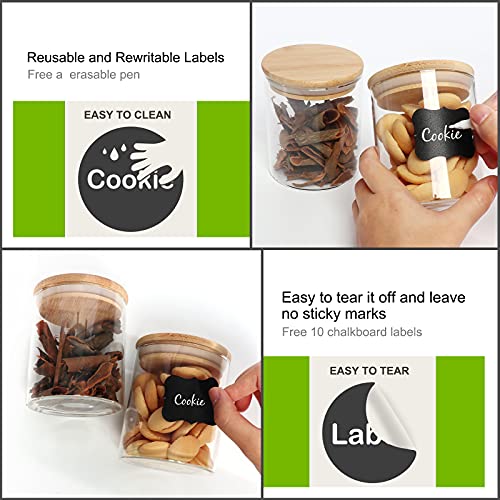 9 Pack 12 oz Glass Jars with Airtight Bamboo Lids for Kitchen