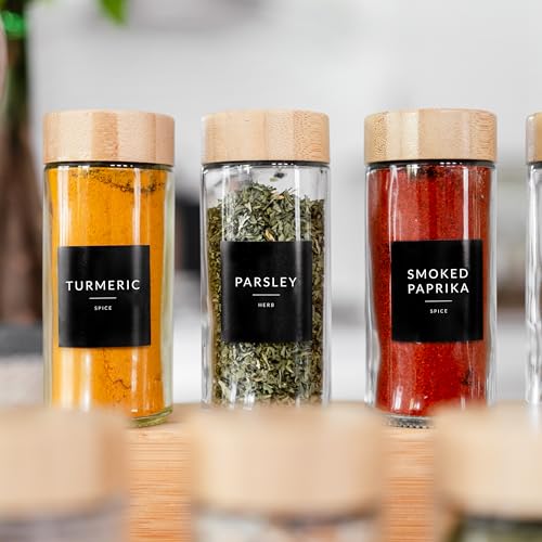 Glass Spice Jars with Label (24 Count)