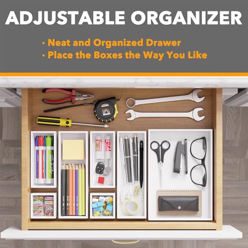 7 Piece Bamboo Drawer Organizer Storage Boxes Set