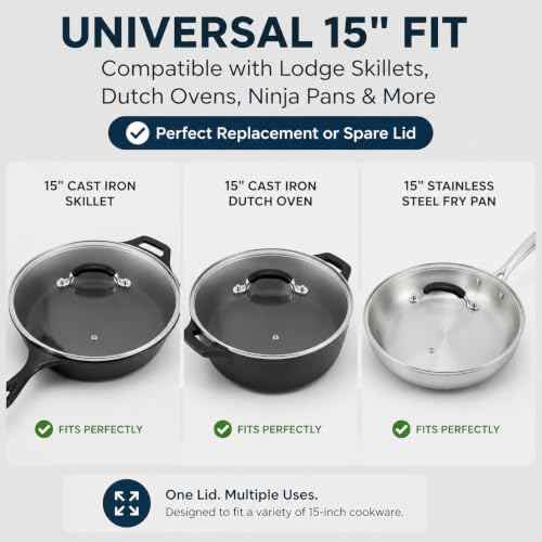 15 Inch Tempered Glass Lid for Lodge Skillets