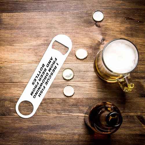 Funny Saying Stainless Steel Bottle Opener Black White Lettering Flat Beer Bottle Opener Keychain for Home Kitchen Bar Restaurant Party Birthday Gift