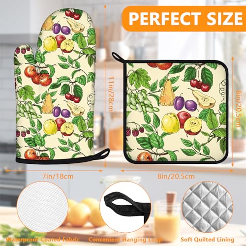 Fruit Flower Oven Mitts and Pot Holders Sets 4Pcs