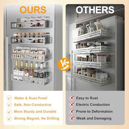Magnetic Spice Rack for Refrigerator (4 Count)
