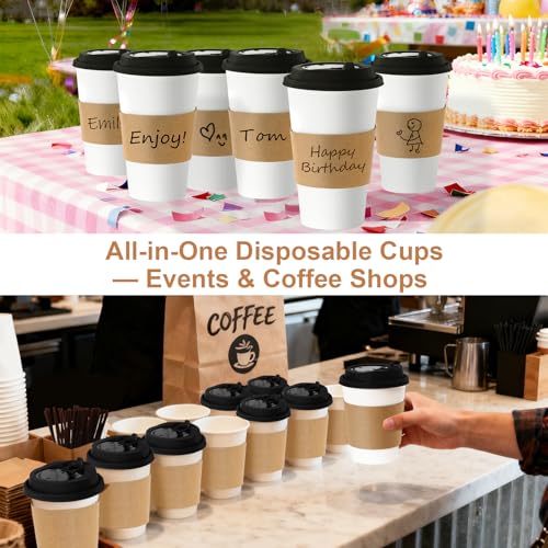 20 oz 500 Pack Coffee Cups with Lids and Sleeves (500 Count)