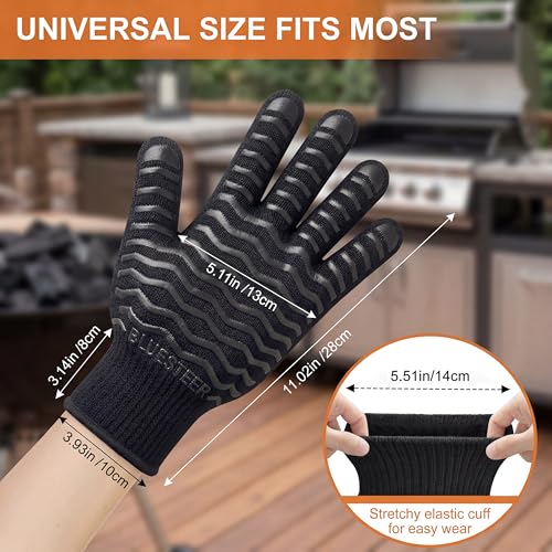 BBQ Gloves 1472°F Heat Resistant Oven Gloves with Fingers (9.6 Ounce)