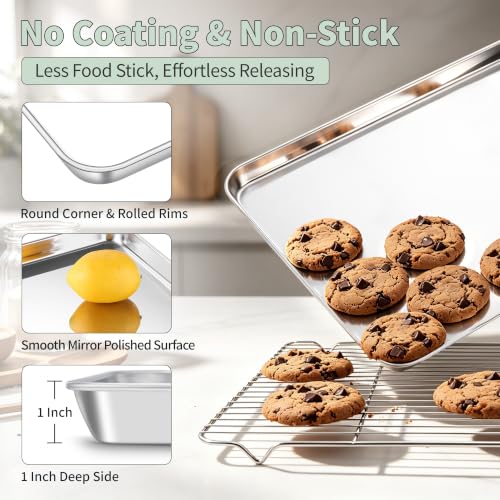 Stainless Steel Baking Sheet with Rack Set (4 Count)