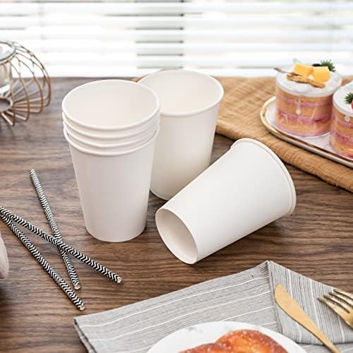 12 oz 100 Pack White Disposable Paper Coffee Cups (100 Count)