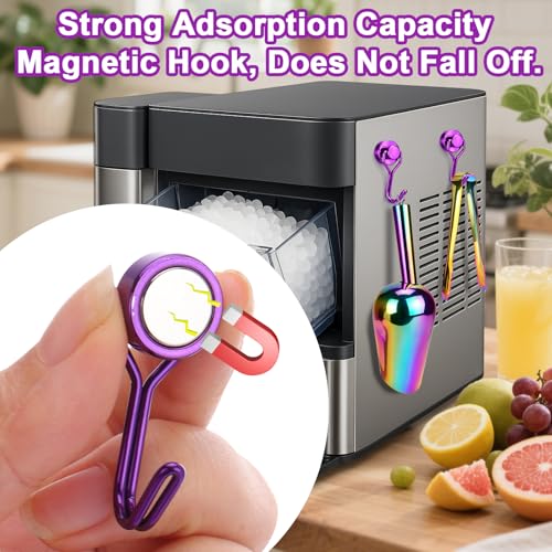 Stainless Steel Ice Scoop for Freezer with Magnetic Hook & Ice Tongs