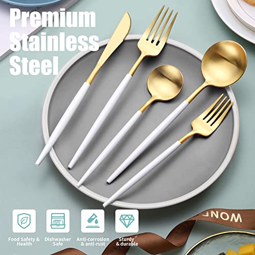 Matte White Gold Silverware Set for 8 (40 Count)
