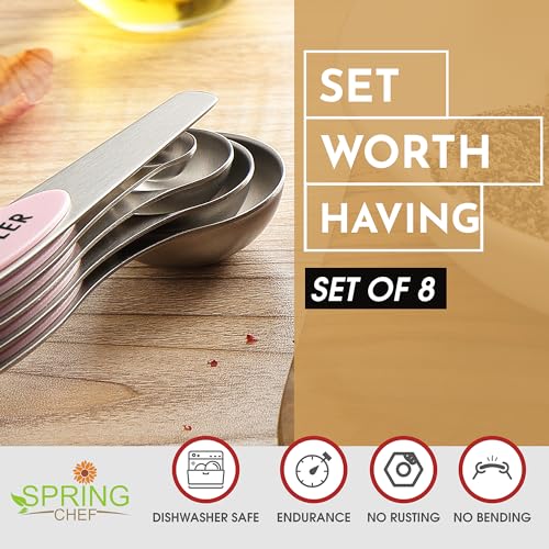 Stainless Steel 8 Magnetic Measuring Spoons Set
