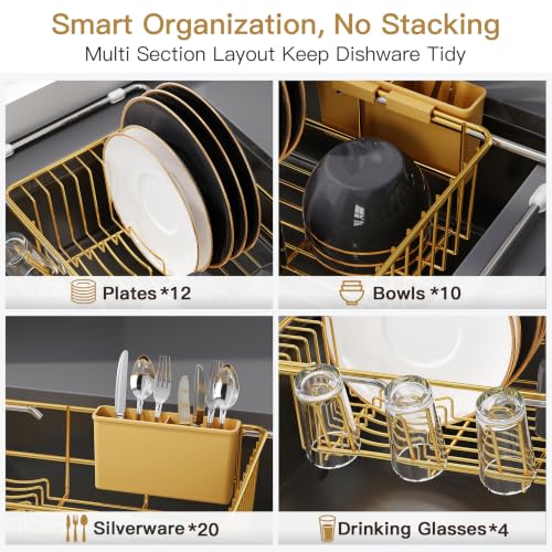 Gold Dish Drying Rack in Sink