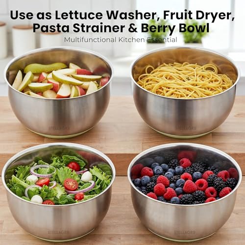 Large Stainless Steel Salad Spinner 5.3QT (169.6 Fl Oz)