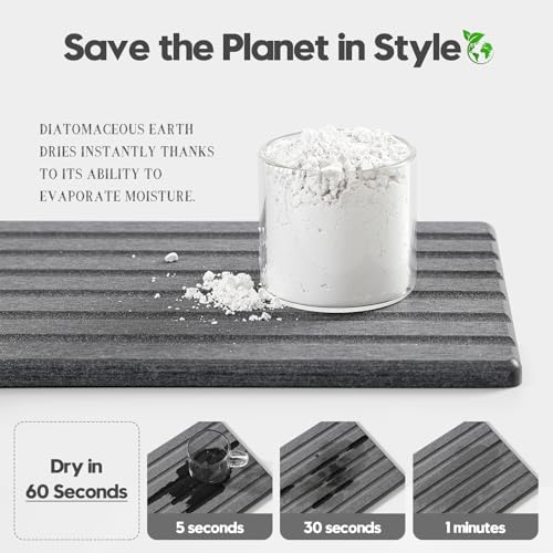 2PCS Water Absorbing Stone Drying Tray Mat for Bathroom Sink & Kitchen Counter Organizer (2 Count)