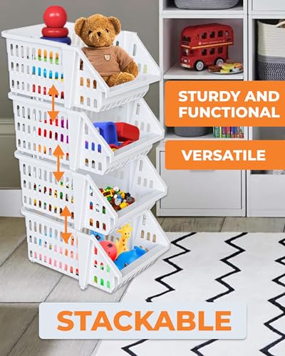 Small Stackable Storage Bins Open Front for Pantry Storage (8 Count)