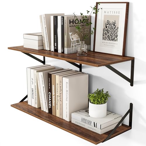32W x 12D Deep Floating Shelves Set of 2 Walnut (2 Count)