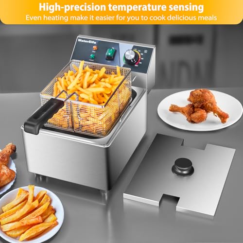 Electric Deep Fryer Commercial Deep Fryer With Basket 1800W Pounds Troperature Control and Timer Large capacity fryers for home use outdoor