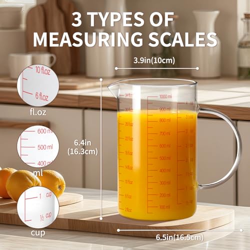 34OZ 1000ML Glass Measuring Cup