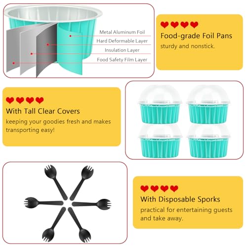 5oz Dot Cake Cups with Dome Lids 100 Pack (5 Fl Oz)
