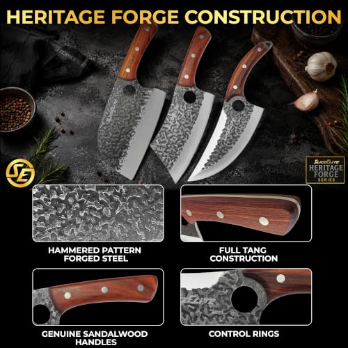 Hand Forged Professional Butcher Knife (3 Count)