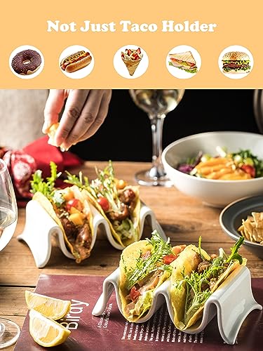 Taco Holder Porcelain Taco Tray with Handles (2 Count)