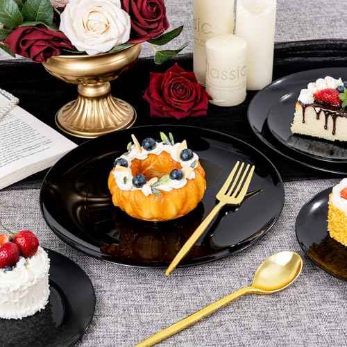 200PCS Black Plastic Plates (200 Count)