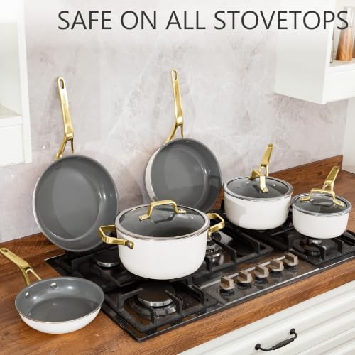 White 10 Piece Ceramic Cookware Set