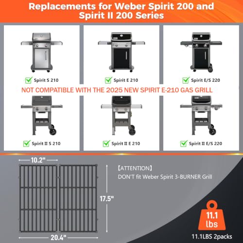Grill Grates for Weber Spirit 200 Series Front