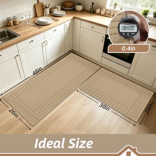 Kitchen Rugs Non Slip Washable 2PCS