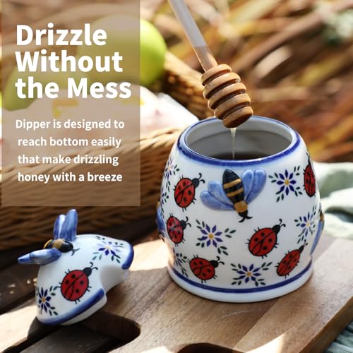 10oz Hidden Nook Handpainted Ceramic Honey Jar (10 Fl Oz)