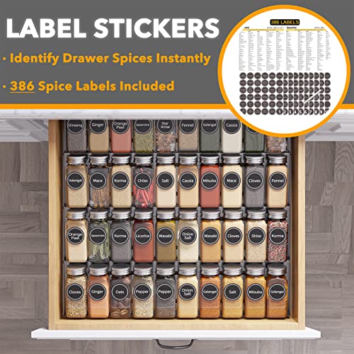 Spice Drawer Organizer with 40 Spice Jars