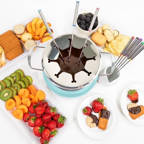 8 Cup Electric Fondue Pot Set for Cheese & Chocolate