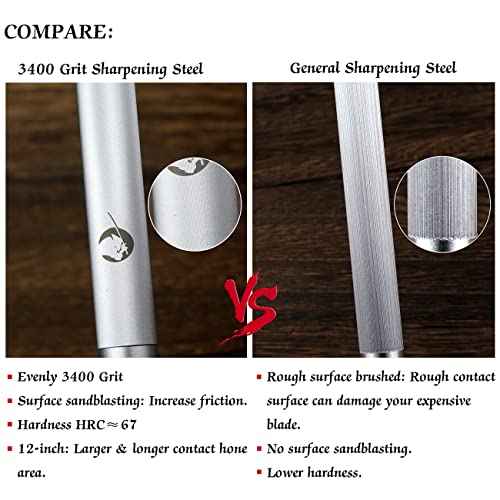 Honing Steel Knife Sharpener Steel Round 12 IN Rod for Kitchen Knife