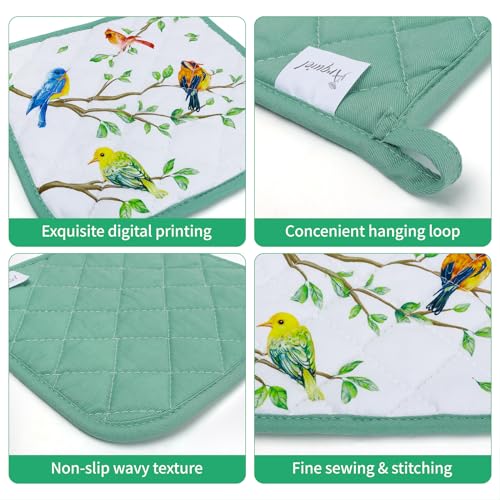 Bird Branch Oven Mitts and Pot Holders Sets 4Pcs (2 Count)