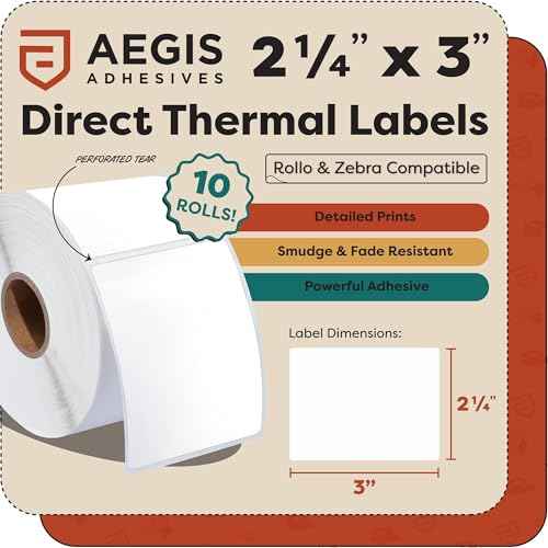 2.25" X 3" Direct Thermal Labels (12 Count)
