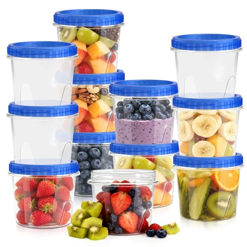 12 Pack Freezer Containers with Screw On Lids 24 Oz (12 Count)