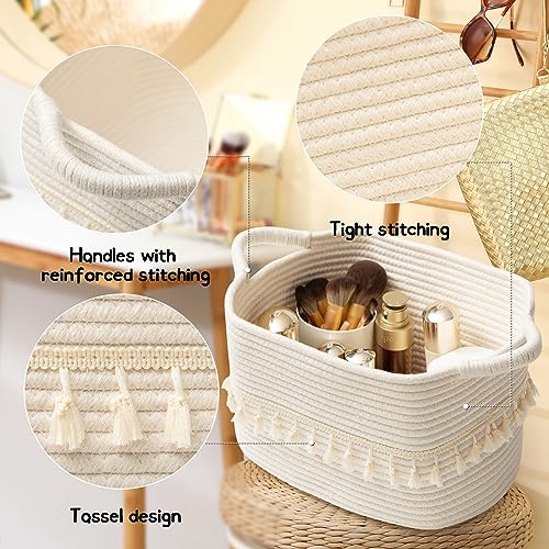 White Cotton Rope Baskets for Storage (3 Count)