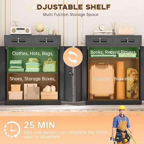 Metal Garage Storage Cabinet with Doors and Shelves