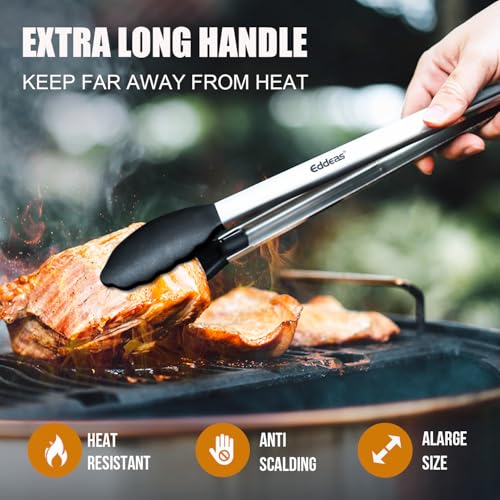 17 & 12 Inch Extra Long Kitchen Tongs with Silicone Tips (2 Count)