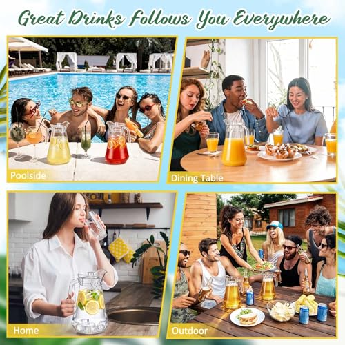 Tessco 6 Pcs Plastic Pitchers 60 Oz Clear Water Beer Jug Large (6 Count)